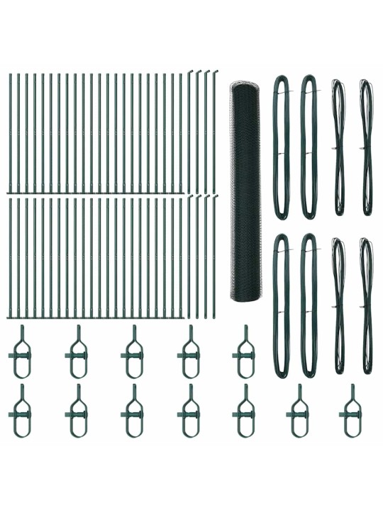 Aed koos postidega roheline 1.2 x 100 m pvc kaetud teras
