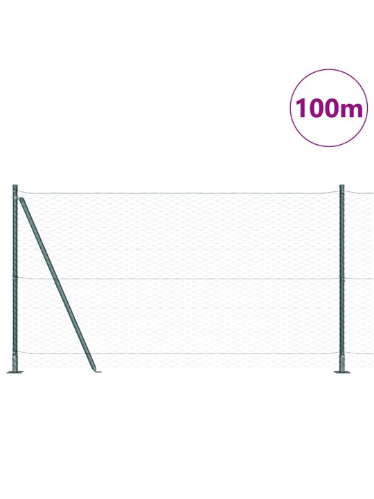 Aed koos postidega roheline 1.2 x 100 m pvc kaetud teras