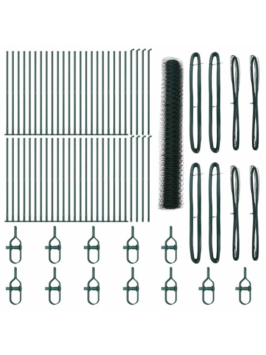 Aed koos postidega roheline 1.2 x 100 m pvc kaetud teras