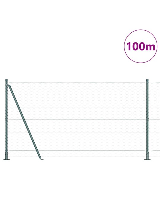 Aed koos postidega roheline 1.2 x 100 m pvc kaetud teras
