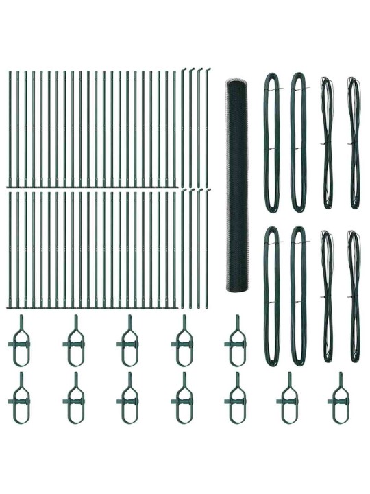 Aed koos postidega roheline 1.5 x 100 m pvc kaetud teras