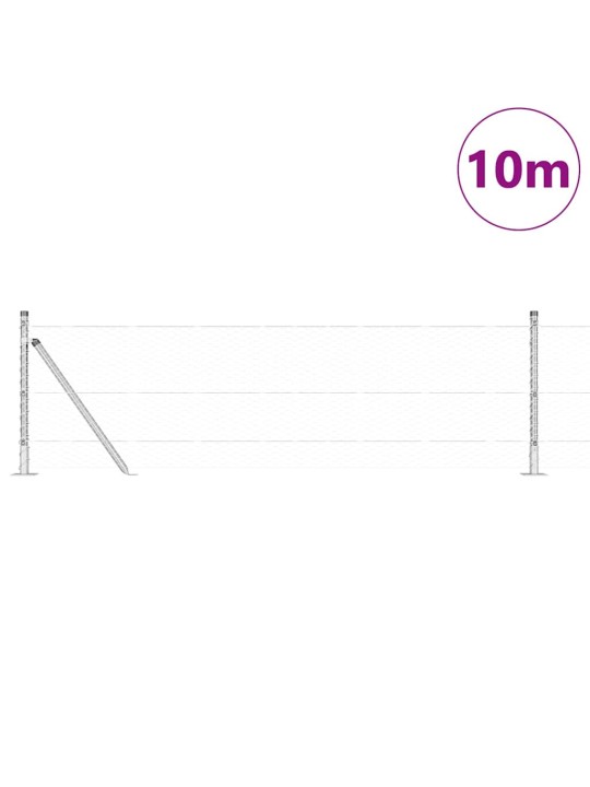 Aed koos postidega hõbedane 0.4 x 10 m pvc kaetud teras