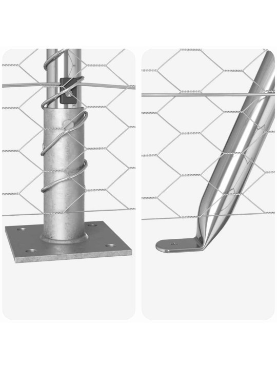 Aed koos postidega hõbedane 0.4 x 10 m pvc kaetud teras