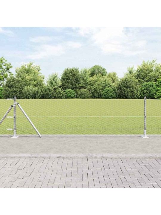 Aed koos postidega hõbedane 0.4 x 10 m pvc kaetud teras