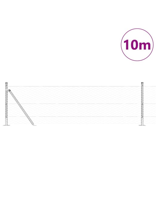 Aed koos postidega hõbedane 0.4 x 10 m pvc kaetud teras