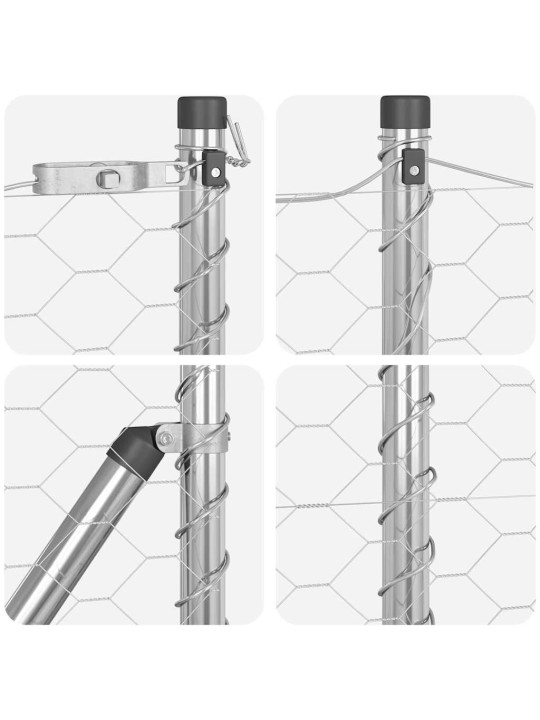 Aed koos postidega hõbedane 0.4 x 10 m pvc kaetud teras
