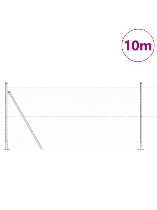 Aed koos postidega hõbedane 0.8 x 10 m pvc kaetud teras