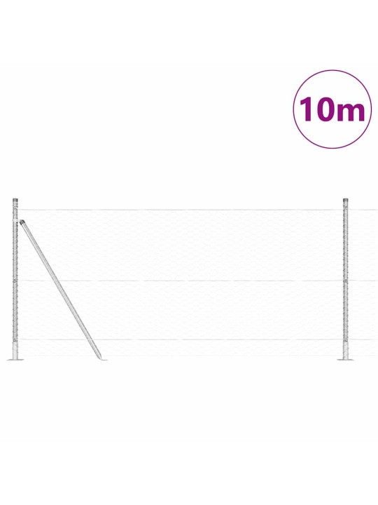 Aed koos postidega hõbedane 0.8 x 10 m pvc kaetud teras
