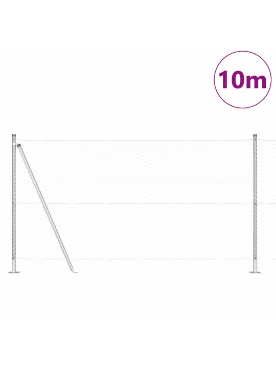 Aed koos postidega hõbedane 1.2 x 10 m pvc kaetud teras