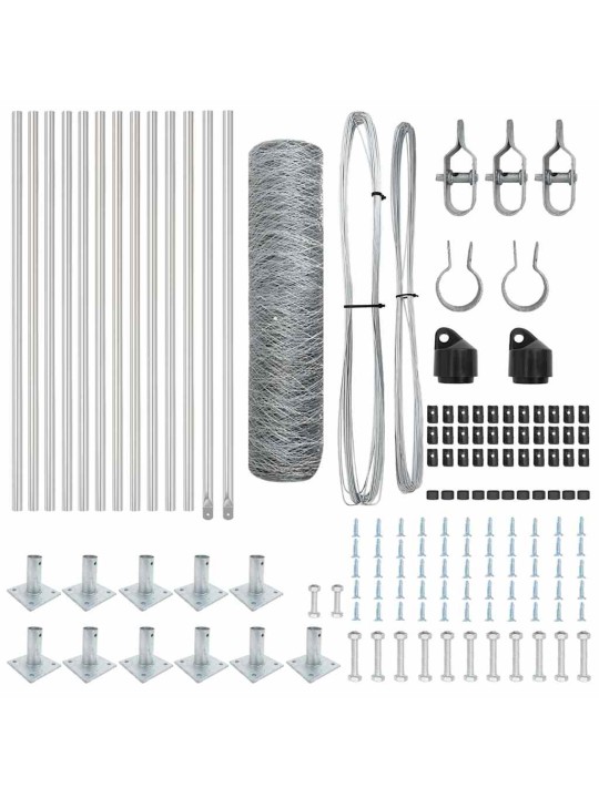 Aed koos postidega hõbedane 0.5 x 25 m pvc kaetud teras