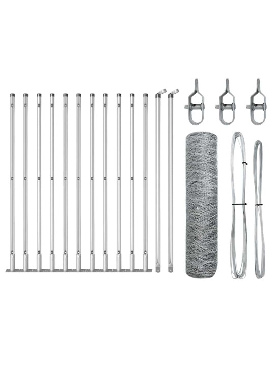 Aed koos postidega hõbedane 0.6 x 25 m pvc kaetud teras