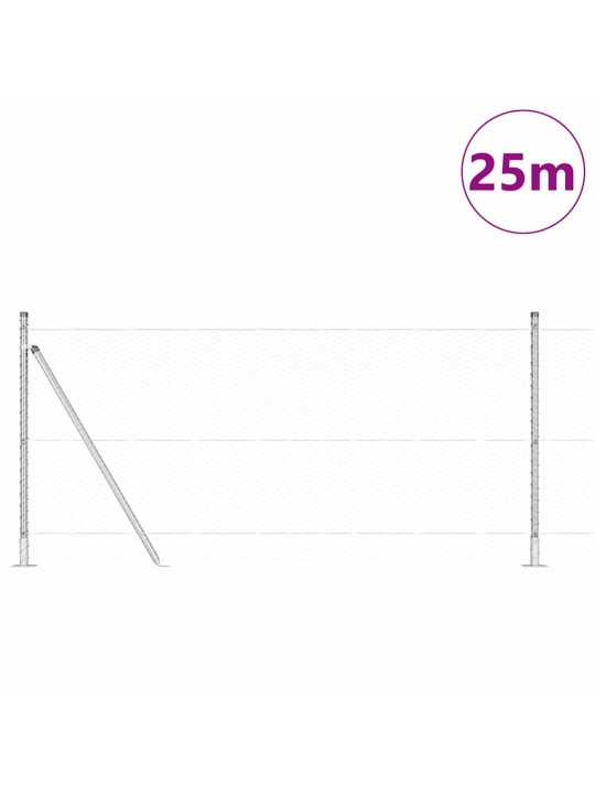Aed koos postidega hõbedane 0.8 x 25 m pvc kaetud teras