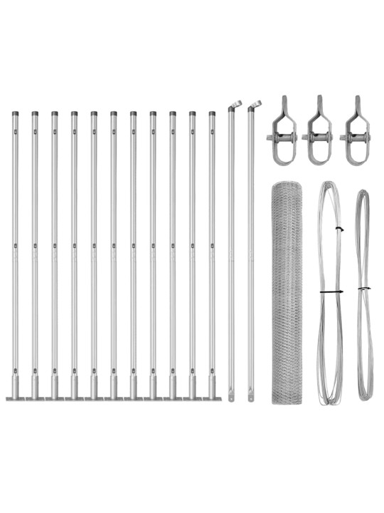 Aed koos postidega hõbedane 1 x 25 m pvc kaetud teras