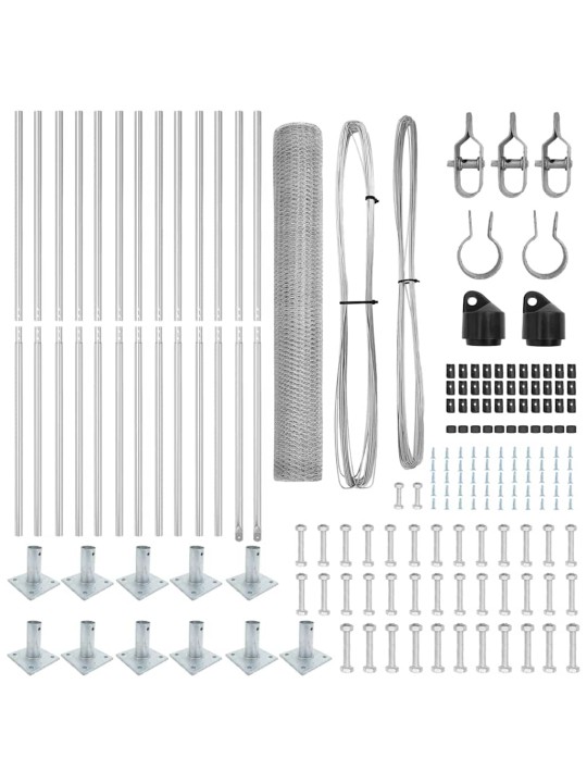 Aed koos postidega hõbedane 1 x 25 m pvc kaetud teras