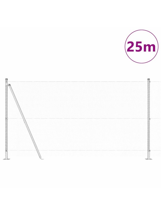 Aed koos postidega hõbedane 1.2 x 25 m pvc kaetud teras
