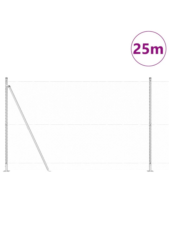 Aed koos postidega hõbedane 1.4 x 25 m pvc kaetud teras