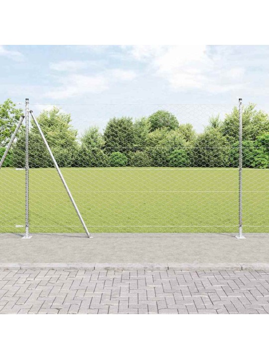Aed koos postidega hõbedane 1.5 x 25 m pvc kaetud teras