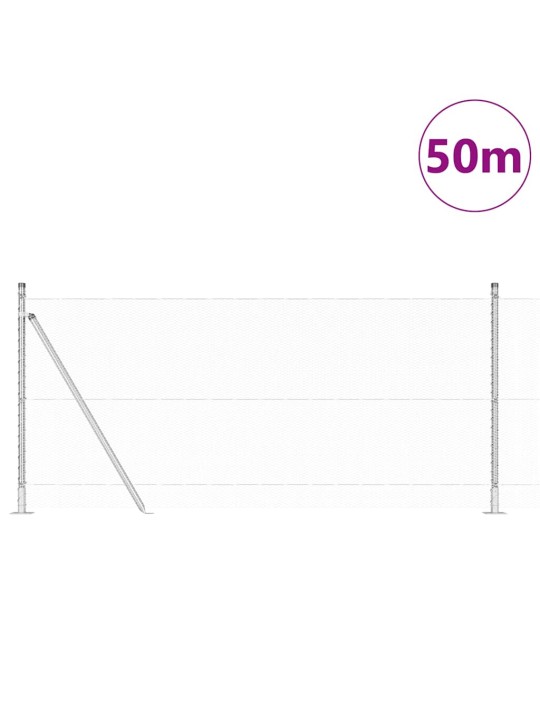 Aed koos postidega hõbedane 1 x 50 m pvc kaetud teras
