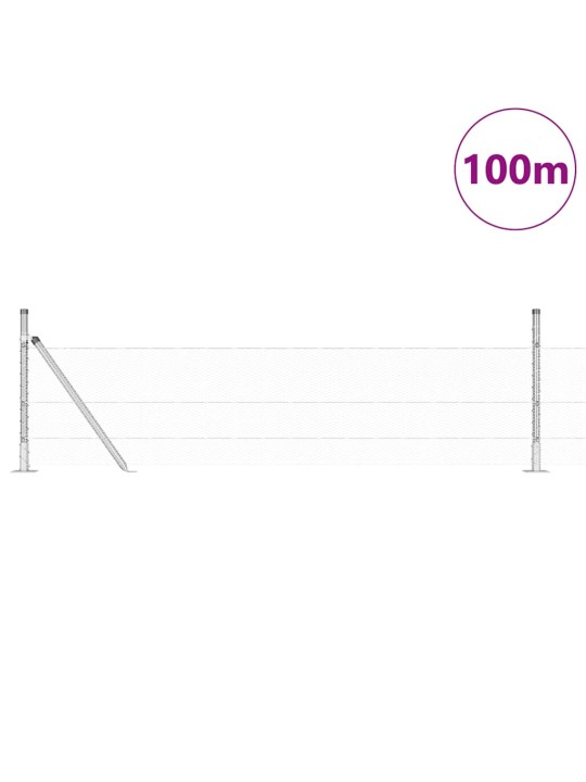 Aed koos postidega hõbedane 0.4 x 100 m pvc kaetud teras