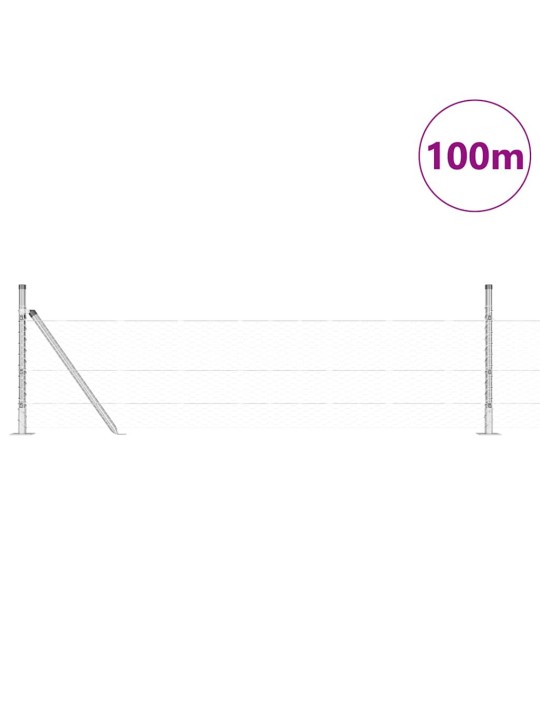 Aed koos postidega hõbedane 0.4 x 100 m pvc kaetud teras