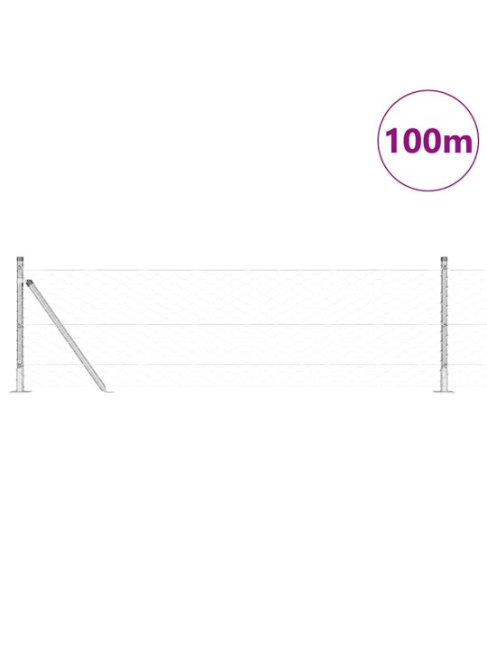 Aed koos postidega hõbedane 0.6 x 100 m pvc kaetud teras