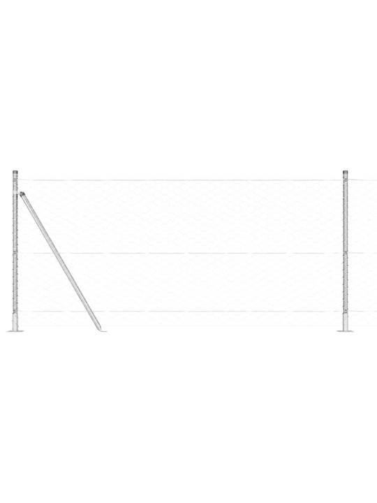 Aed koos postidega hõbedane 1 x 100 m pvc kaetud teras