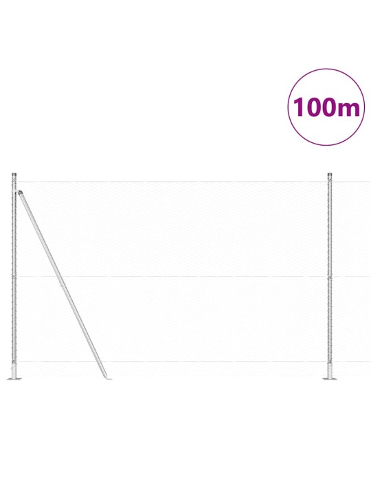Aed koos postidega hõbedane 1.6 x 100 m pvc kaetud teras