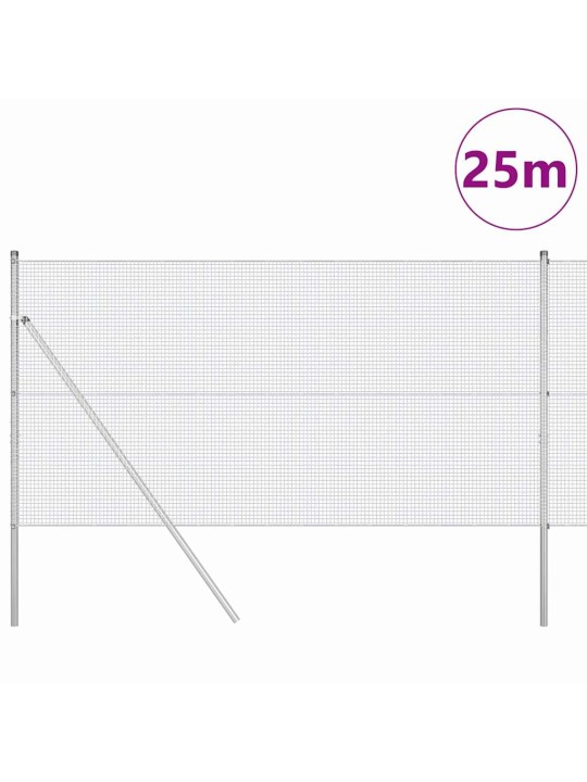 Aed koos postidega hõbedane 1 x 25 m teras