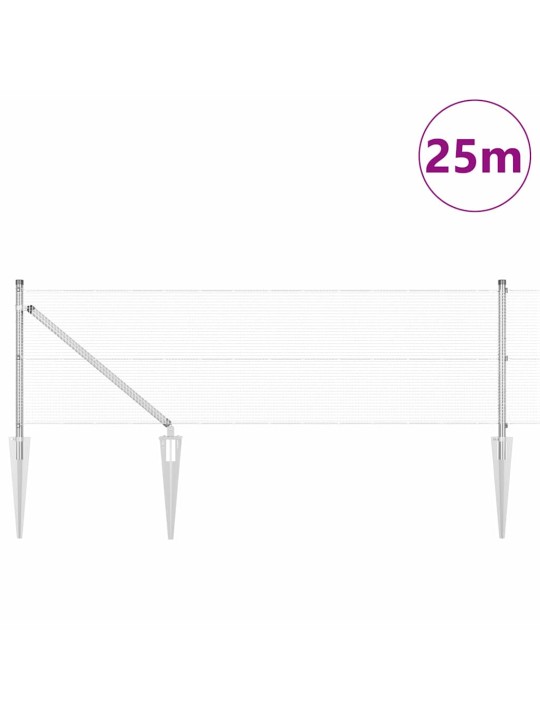 Aed koos postidega hõbedane 0.4 x 25 m teras