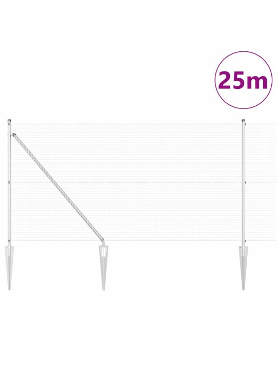 Aed koos postidega hõbedane 1 x 25 m teras