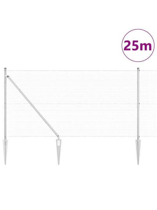 Aed koos postidega hõbedane 1.2 x 25 m teras