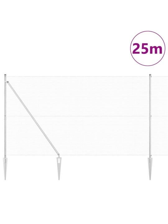 Aed koos postidega hõbedane 1.6 x 25 m teras
