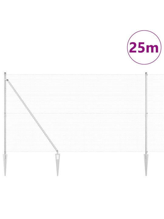 Aed koos postidega hõbedane 1.6 x 25 m teras