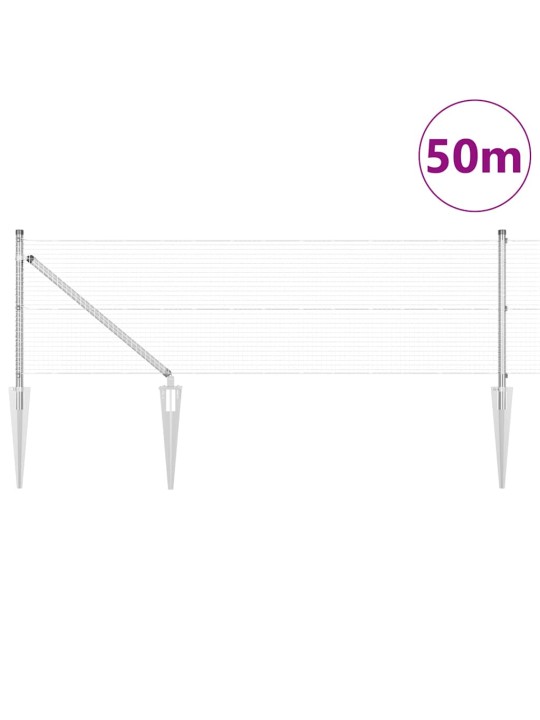 Aed koos postidega hõbedane 0.4 x 50 m teras