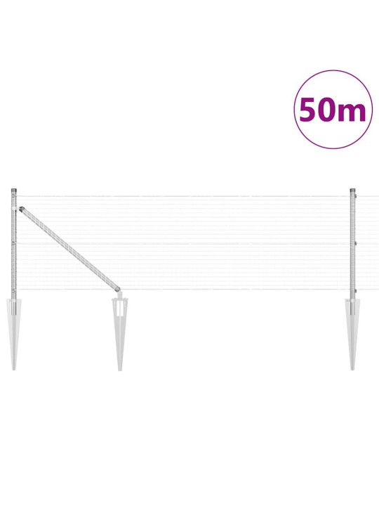 Aed koos postidega hõbedane 0.5 x 50 m teras