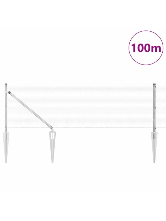 Aed koos postidega hõbedane 0.5 x 100 m teras