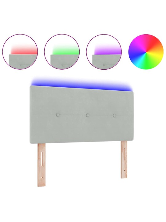 Voodipeats LED tuledega reguleeritav helehall 80 cm samet