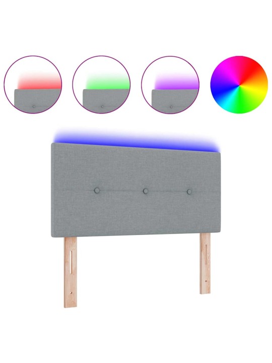 Voodipeats LED tuledega manuaalne helehall 90 cm kangas