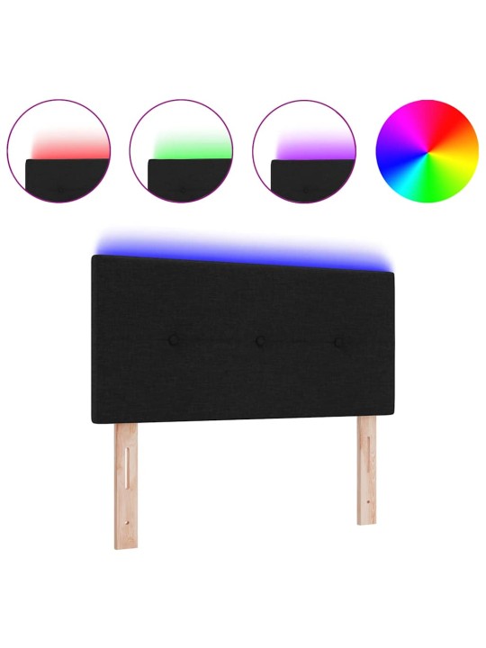 Voodipeats LED tuledega manuaalne must 90 cm kangas