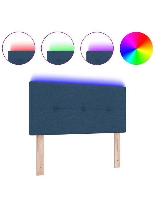 Voodipeats LED tuledega manuaalne sinine 100 cm kangas