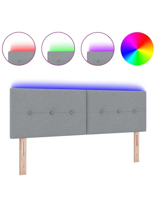 Voodipeats LED tuledega helehall 144 cm kangas