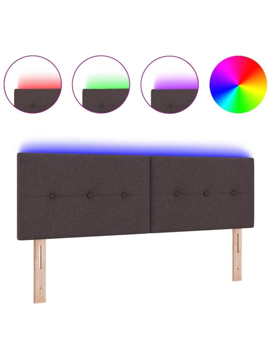 Voodipeats LED tuledega tume pruun 144 cm kangas