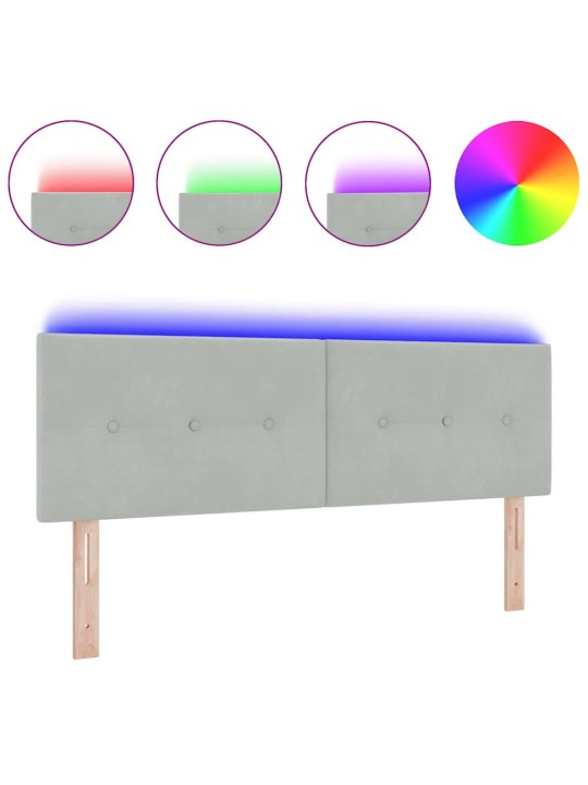 Voodipeats LED tuledega reguleeritav helehall 80 cm samet