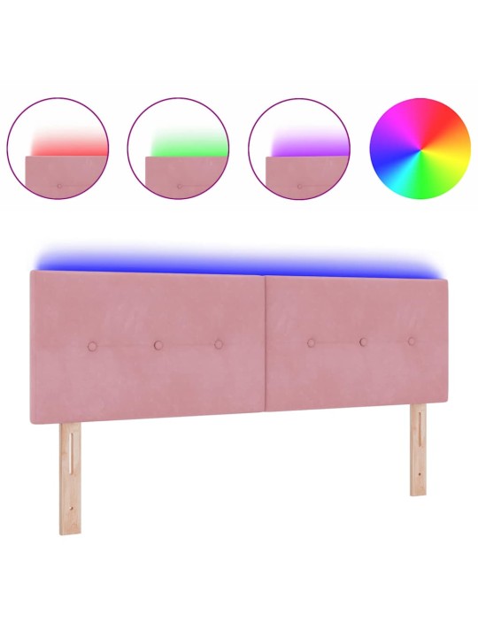 Voodipeats LED tuledega reguleeritav roosa 80 cm samet