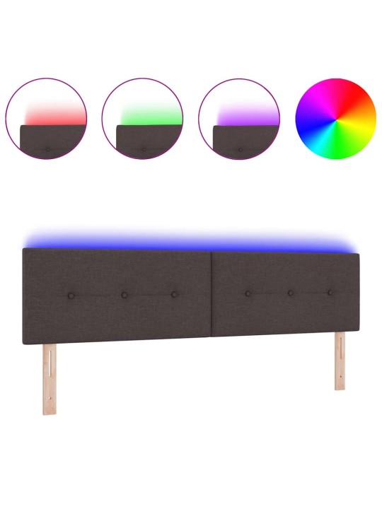 Voodipeats LED tuledega tume pruun 180 cm kangas