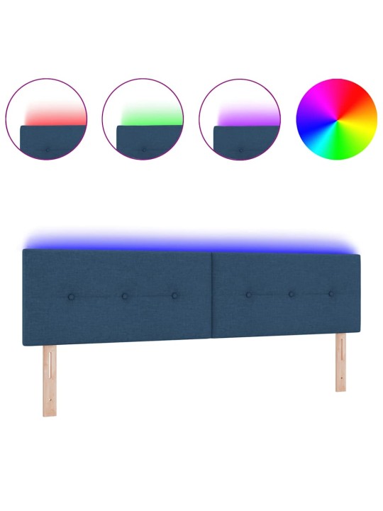 Voodipeats LED tuledega manuaalne sinine 180 cm kangas