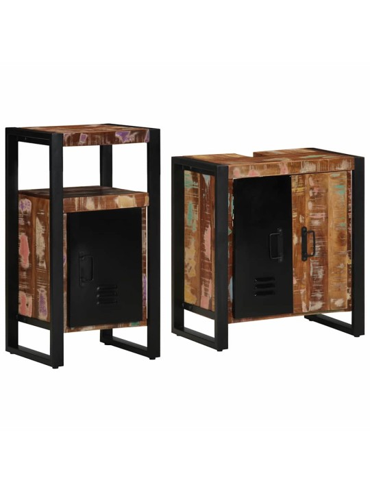 Vannitoa mööblikomplekt 2 tk pruun 55 x 35 x 60 cm taastatud puit