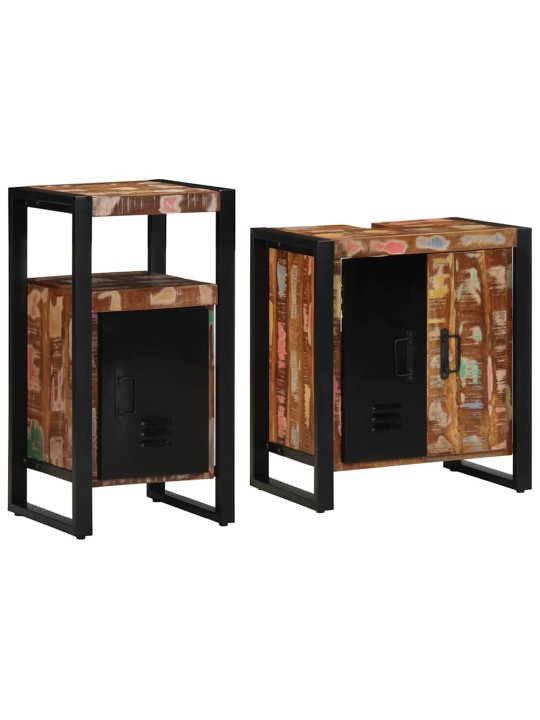 Vannitoa mööblikomplekt 2 tk pruun 55 x 35 x 60 cm taastatud puit