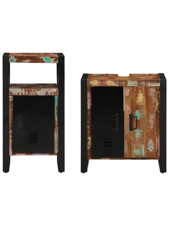 Vannitoa mööblikomplekt 2 tk pruun 55 x 35 x 60 cm taastatud puit