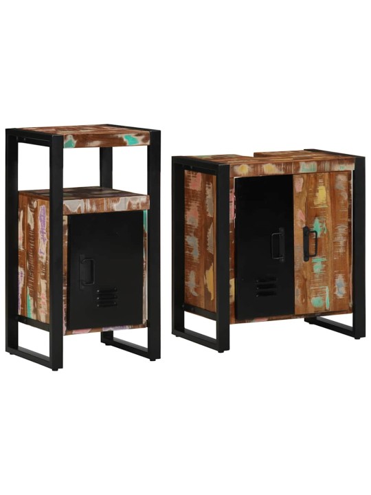 Vannitoa mööblikomplekt 2 tk pruun 55 x 35 x 60 cm taastatud puit